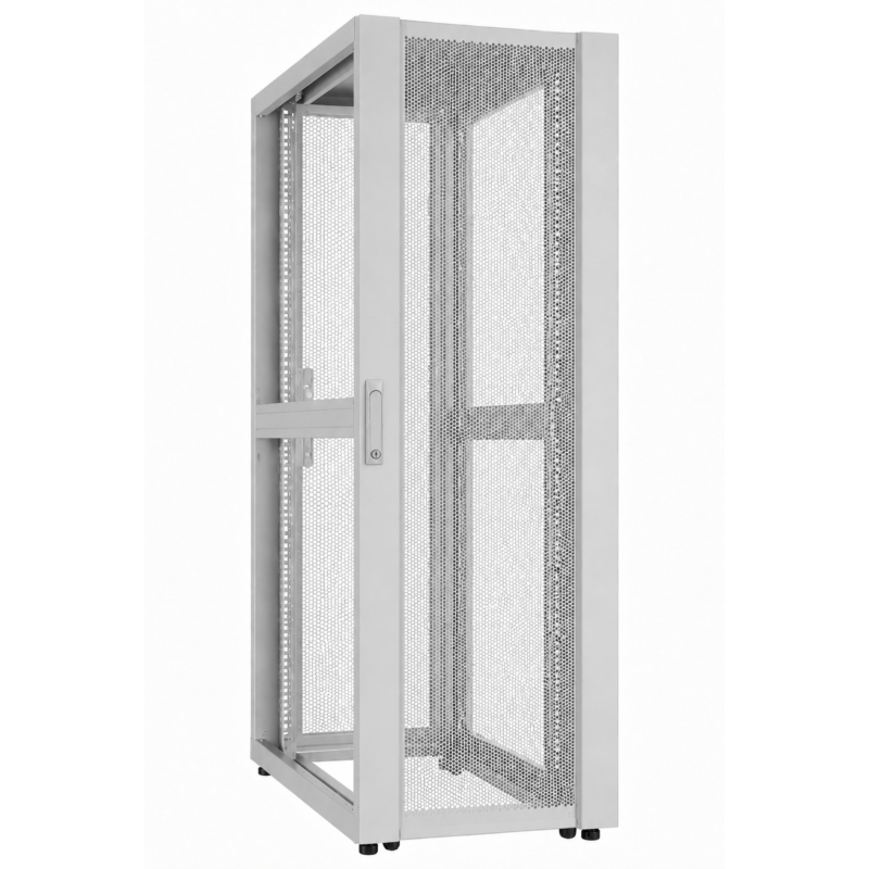 Armario para servidores de centro de datos de 42U con puerta perforada de 800 x 1000 x 2000 mm (ancho x profundidad x alto), color gris.