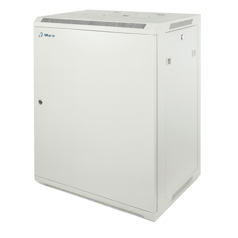 Armario de pared blanco de 15U con puerta metálica de 600x450x770 mm (ancho x profundidad x alto)