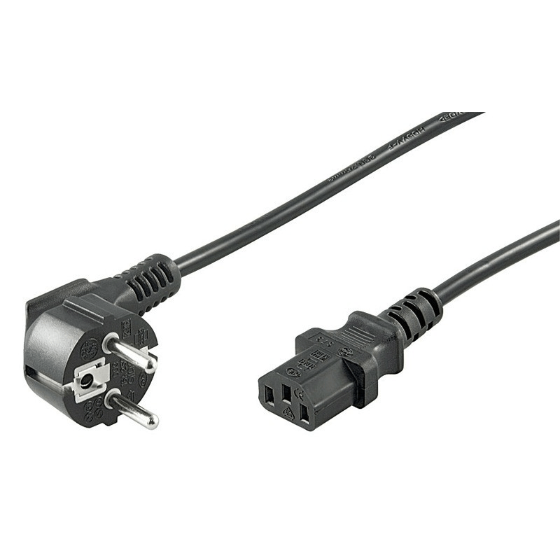 Cable de alimentación en ángulo recto Schuko a C13 de 3 m, color negro