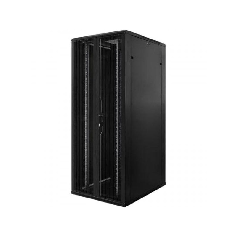 Armario para servidores de 42U con puertas frontales y traseras doblemente perforadas de 800x1200x2000 mm (ancho x profundidad x alto).