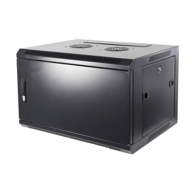 Armario de pared 4U con puerta metálica de 600x600x280 mm (ancho x profundidad x alto)