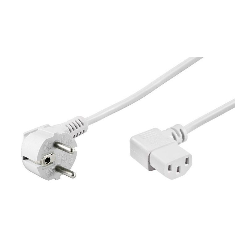 Cable de alimentación Schuko en ángulo a C13 en ángulo de 3 m blanco