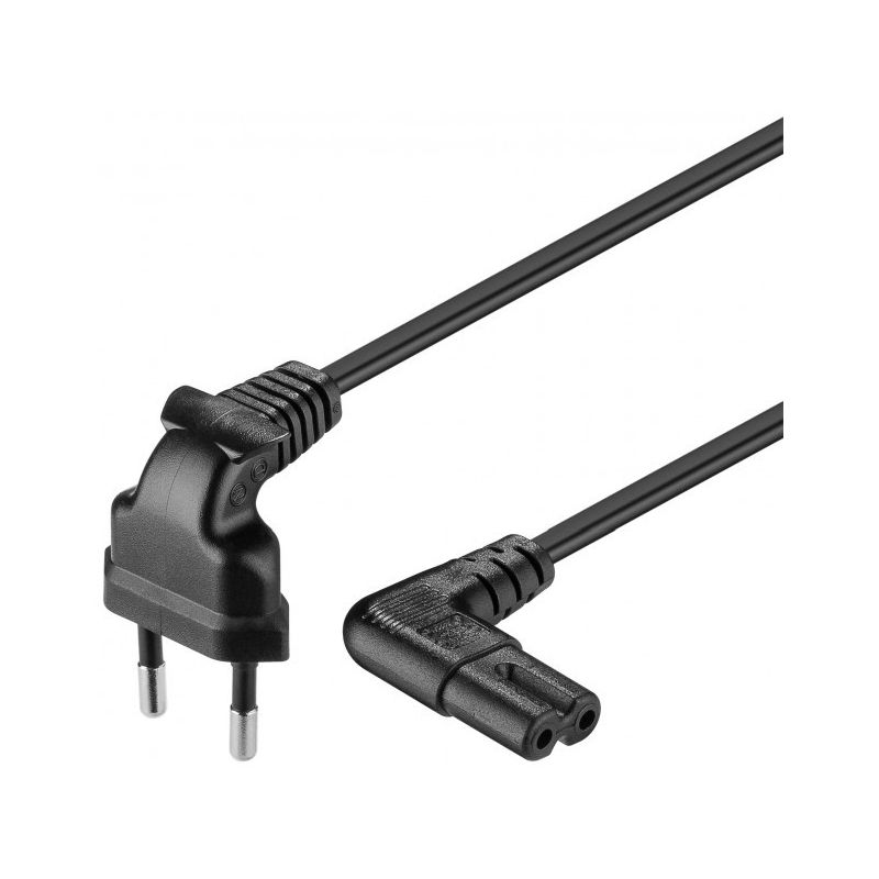 Cable de alimentación en ángulo recto con enchufe europeo a C7, 1,50 m, negro
