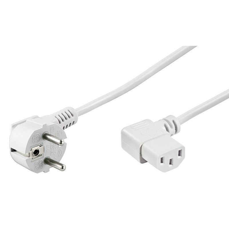 Cable de alimentación angular Schuko a C13 de 1,50 m, blanco