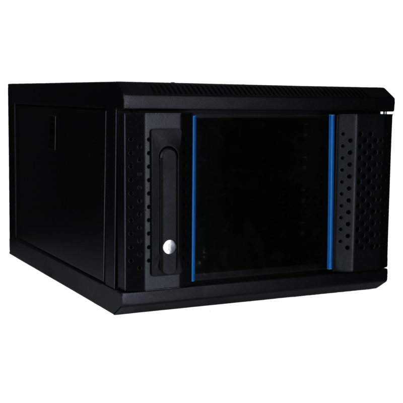 Armario para servidores de 10 pulgadas y 4U con puerta de cristal, 370 x 450 x 264 mm (ancho x profundidad x alto).