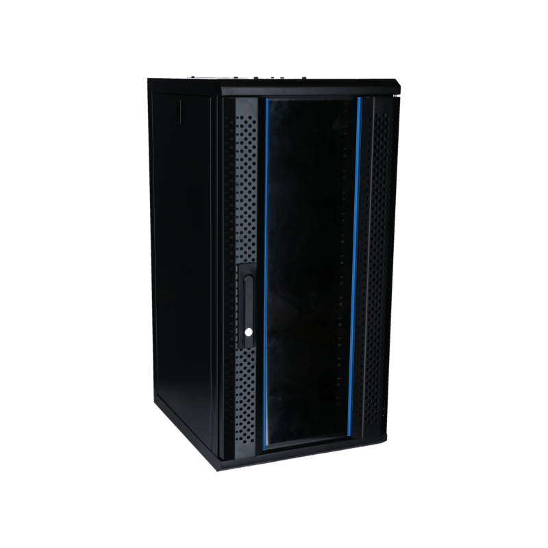 Armario para servidores de 10 pulgadas y 15U con puerta de cristal, 370 x 450 x 752 mm (ancho x profundidad x alto).