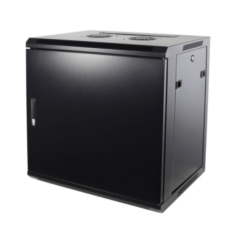 Armario de pared de 9U con puerta metálica de 600x450x500 mm (ancho x profundidad x alto)