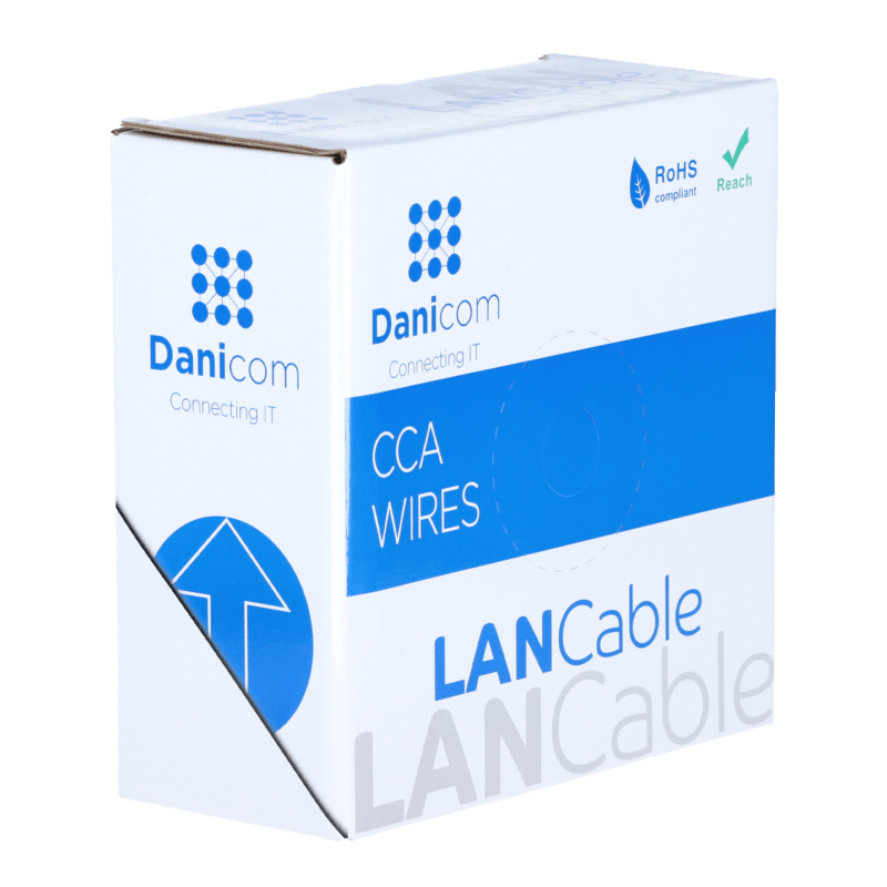 Cable CAT5e U/UTP de 50 m en carrete flexible CCA gris