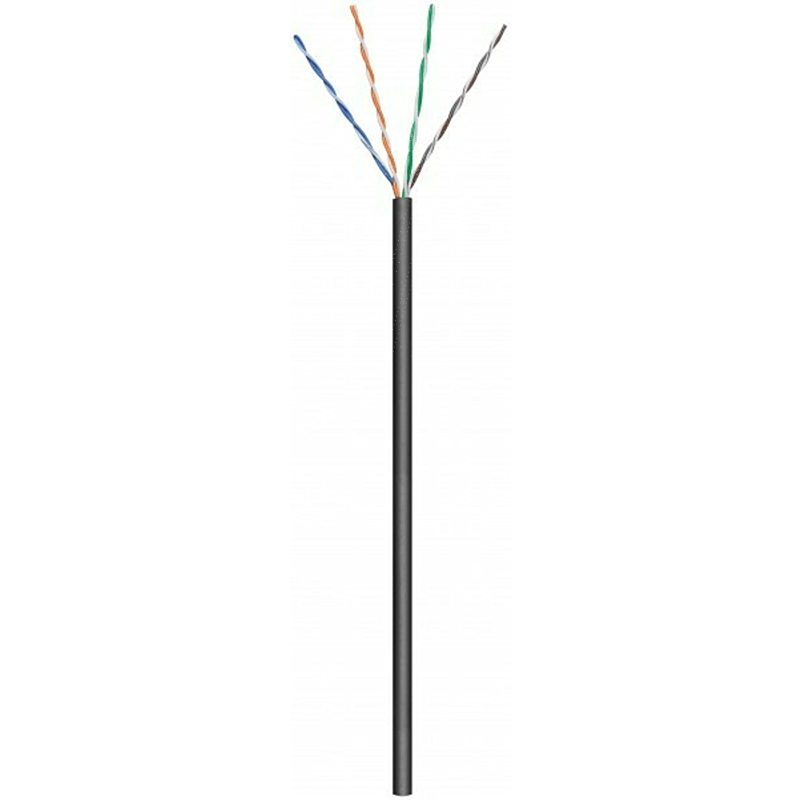 Cable CAT6 U/UTP de 50 m para exteriores en carrete, flexible, negro, CCA