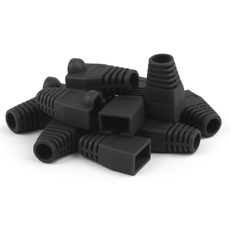 DANICOM funda para cable RJ45 negro grande - 10 unidades