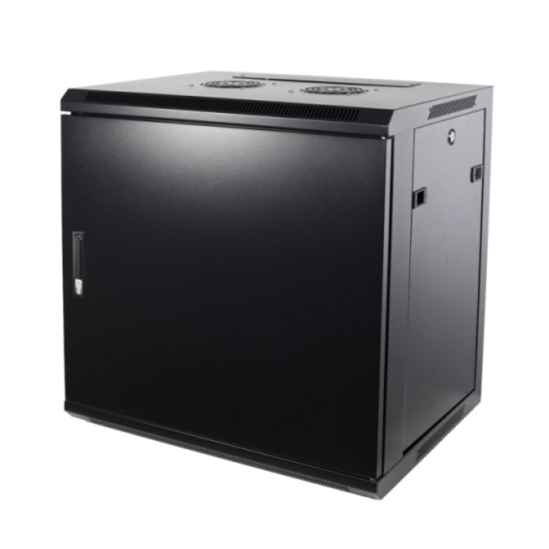 Armario de pared de 9U con puerta metálica de 600x600x500 mm (ancho x profundidad x alto)