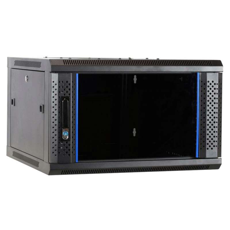 Armario de pared 4U con puerta de cristal de 600x600x280 mm (ancho x profundidad x alto)