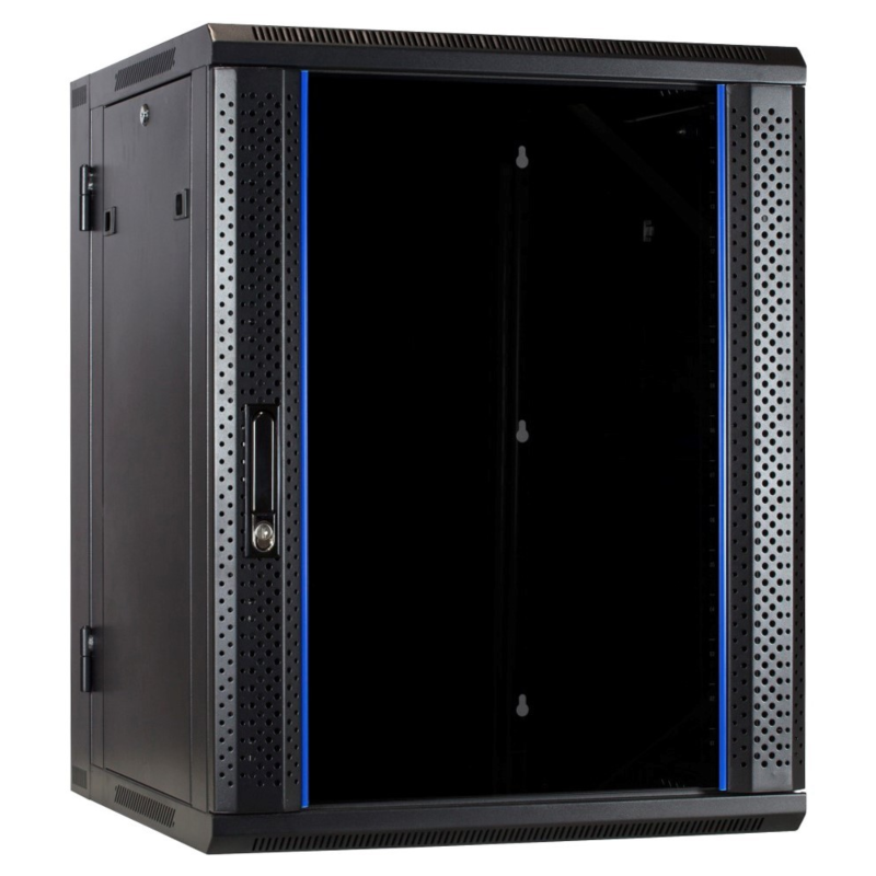 Armario de pared de 22U (inclinable) con puerta de cristal de 600x600x1100 mm (ancho x profundidad x alto)