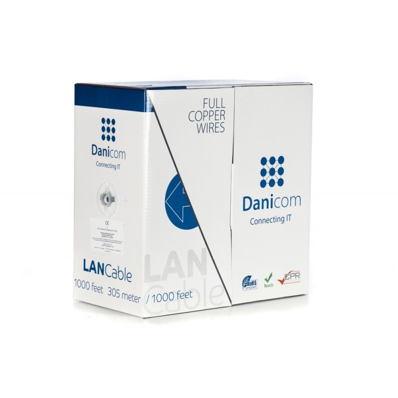 Cable flexible DANICOM CAT6 UTP de 305 m en rollo - PVC (Fca)