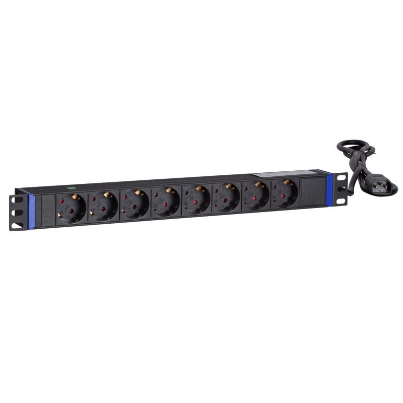 Regleta de 8 tomas de corriente de 19 pulgadas con enchufe C14