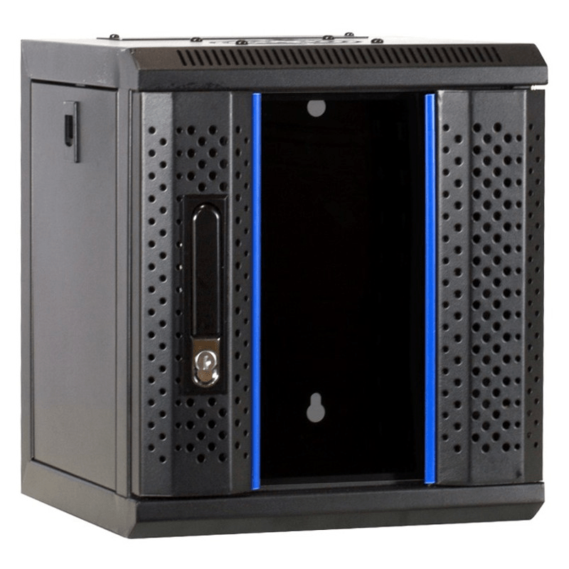 Armario para servidores de 10 pulgadas y 4U con puerta de cristal, 312 x 310 x 264 mm (ancho x profundidad x alto).