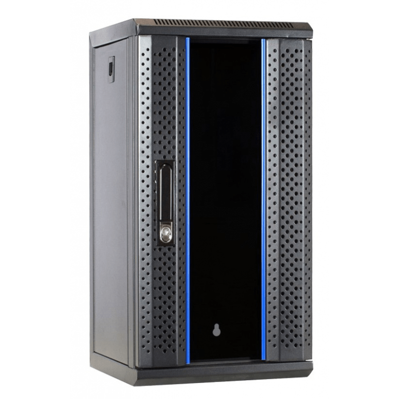 Armario para servidores de 10 pulgadas y 12U con puerta de cristal, 312 x 310 x 618 mm (ancho x profundidad x alto).