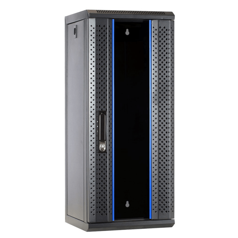 Armario para servidores de 10 pulgadas y 15U con puerta de cristal, 312 x 310 x 752 mm (ancho x profundidad x alto).