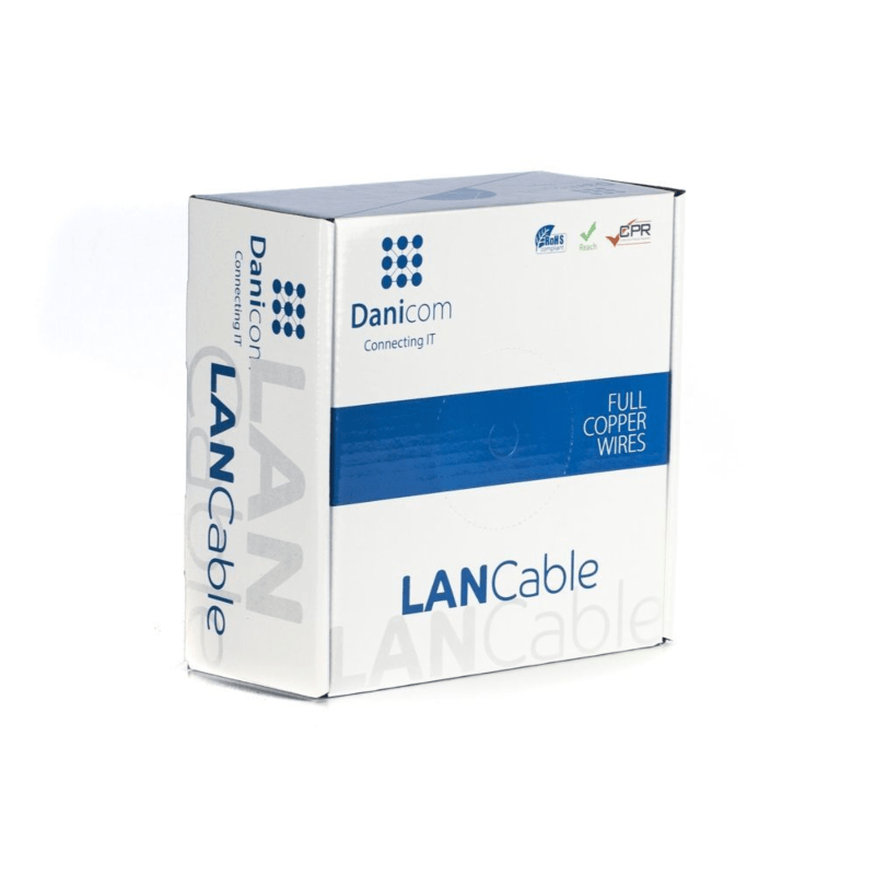 Cable DANICOM CAT7 S/FTP de 50 m para exteriores, en rollo, rígido - PE (Fca)