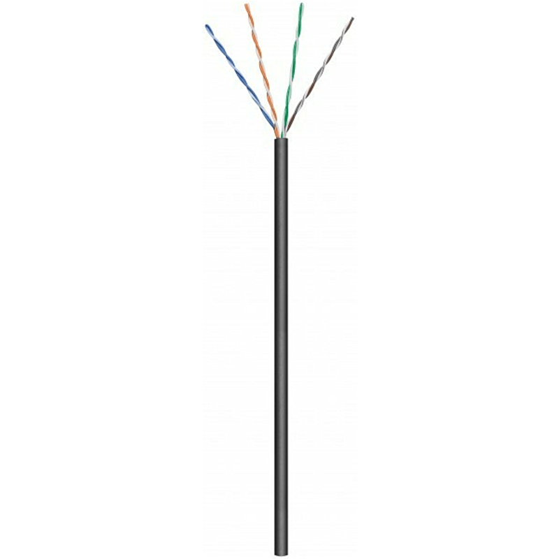 Cable CAT6 U/UTP de 100 m para exteriores en carrete, flexible, negro, CCA