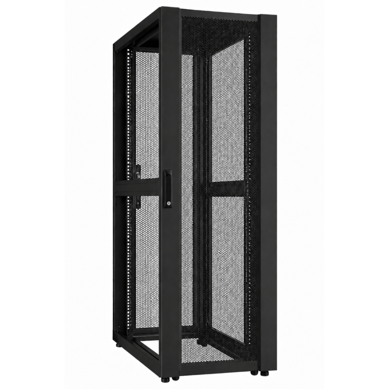 Armario para servidores de centro de datos de 42U con puerta perforada de 600x1000x2000 mm (ancho x profundidad x alto).