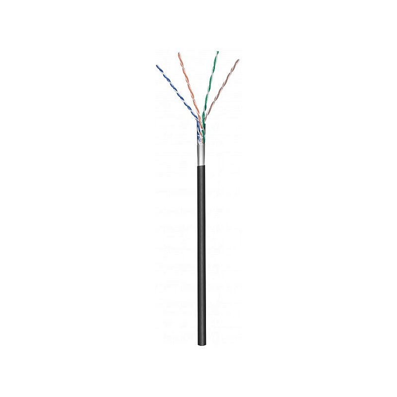 Cable CAT5e FTP de 100 m para exteriores, flexible, negro, con revestimiento CCA, en bobina.