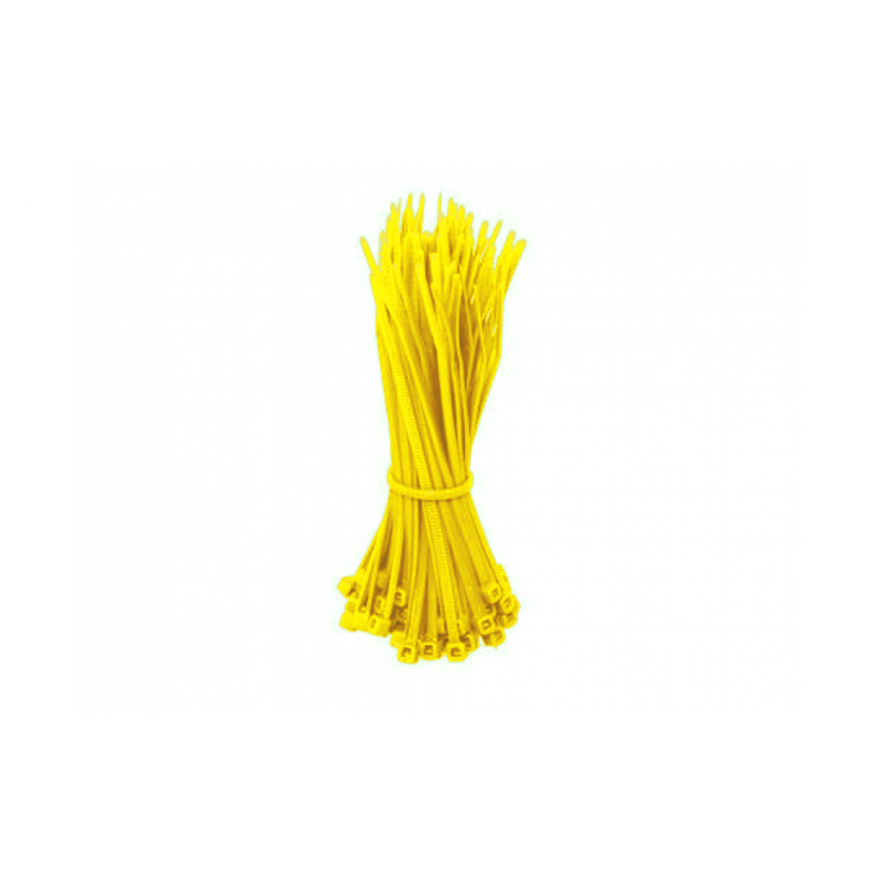Bridas para cables de 140 mm, color amarillo - 100 unidades
