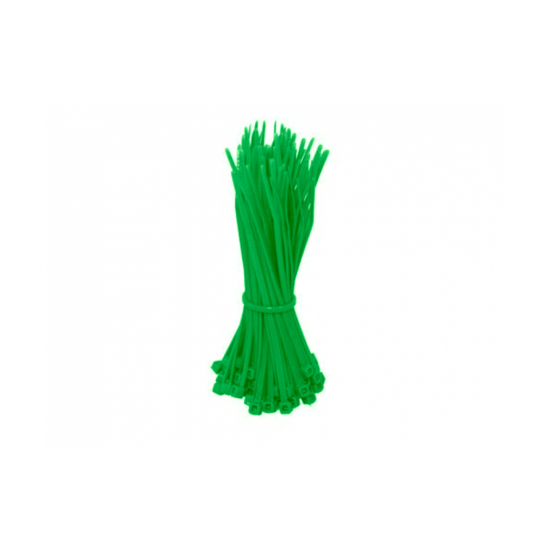 Bridas para cables de 140 mm, color verde - 100 unidades