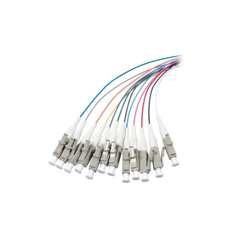 Juego de 12 piezas de latiguillos de fibra de vidrio OM3 de colores