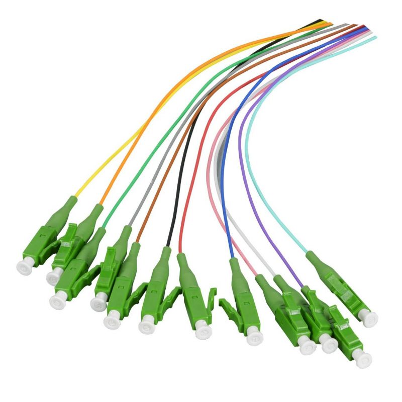 Juego de 12 piezas de latiguillos de fibra de vidrio OS2 de colores LC-APC