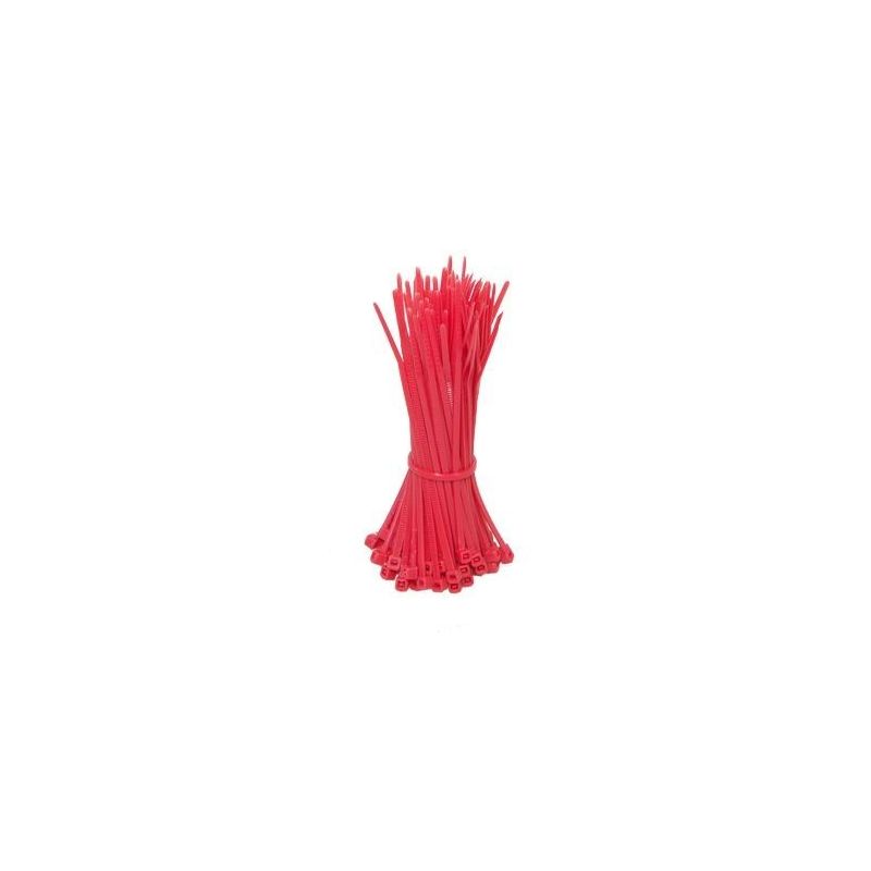 Bridas para cables de 140 mm, rojas - 100 unidades