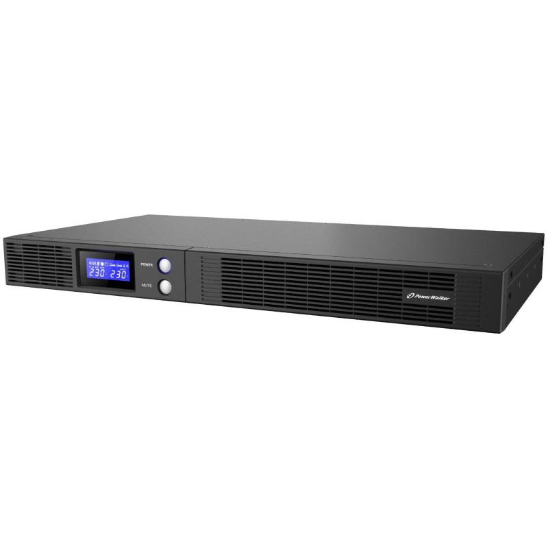 Sistema de alimentación ininterrumpida (UPS) PowerWalker de onda sinusoidal pura interactiva en línea de 750 VA, modelo R1U.