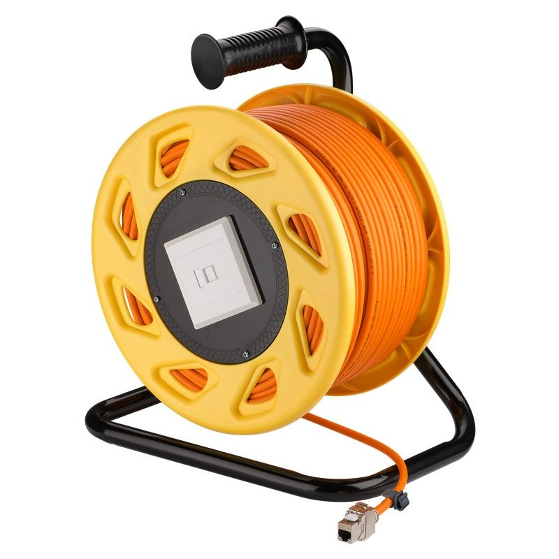 Carrete de cable CAT7 S/FTP con conector Keystone CAT6a - RJ45 - 50 metros